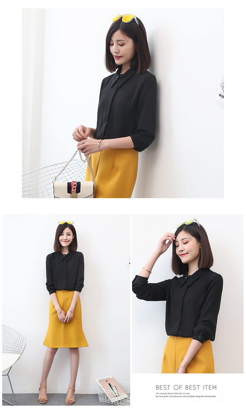 Xuân Teng 2019 áo sơ mi nữ mùa hè và mùa thu mới của phụ nữ phiên bản Hàn Quốc của áo sơ mi trắng tay dài hoang dã - Áo sơ mi dài tay áo sơ mi nữ dài tay cổ bèo