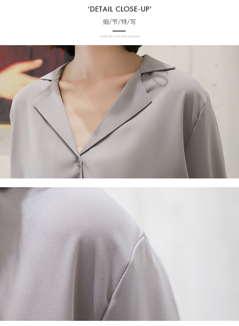 Xuân Teng 2019 mùa hè mới cho phụ nữ áo voan chữ V nữ phiên bản Hàn Quốc của áo sơ mi tay lửng bảy điểm - Áo sơ mi sơ mi tay lỡ