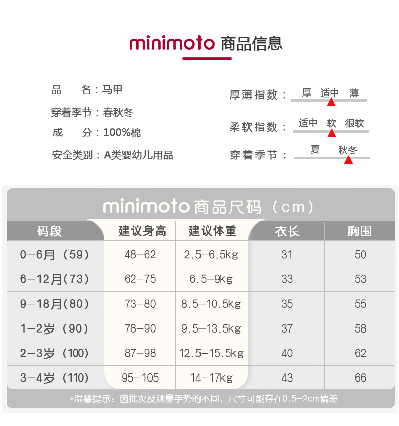 Xiaomi gạo 19 thu đông mới vest bông bé nhà ấm áo vest sơ sinh đôi vest 3-4 tuổi - Áo ghi lê áo khoác trẻ em