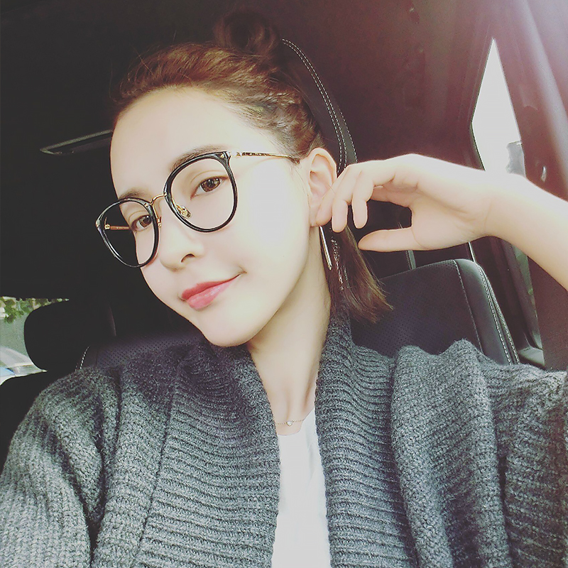 Eye frame Female Han version Tide Round Face Ultralight BAO WEN Retro Big Face Black Box Korea can be matched with close view eye frame