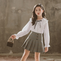 Girl white shirt 2022 new spring and autumn childrens doll chief sleeve tops girl shirt Yang Yang Big Child