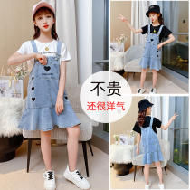 Girls cowboy dress suit summer dress 2022 new childs Summer Dress