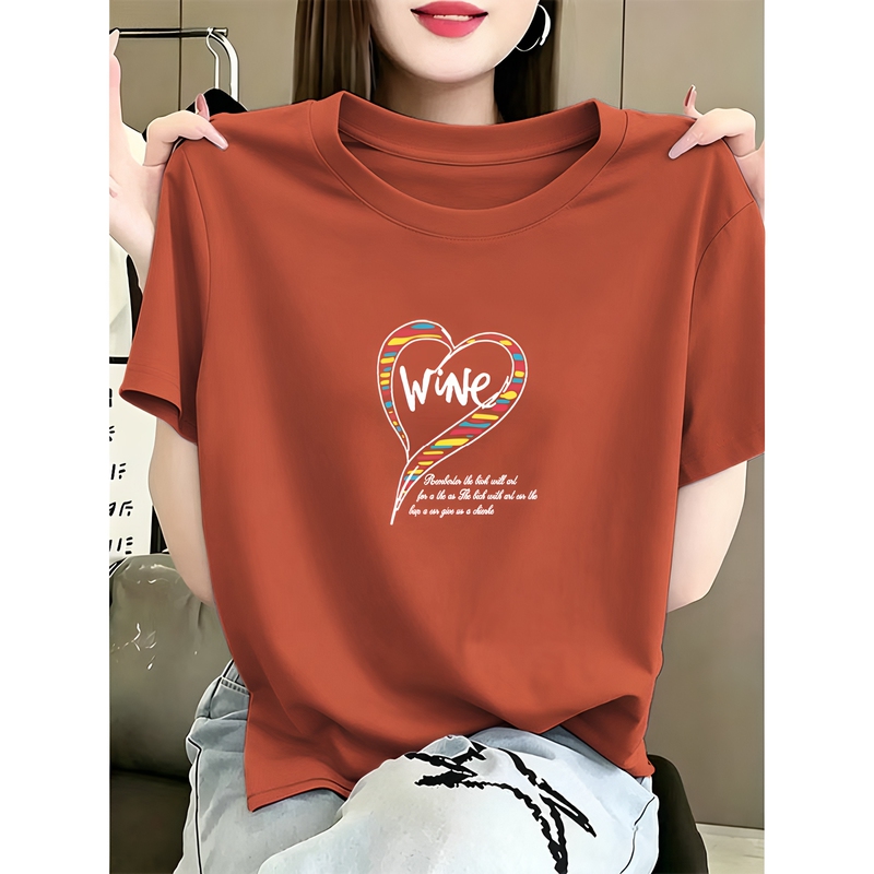 Pure Cotton Short-Sleeve Women's T-Shirt, Summer Regular Shoulder Large Size Women's Clothing, Plus-Size for Middle-Aged Moms, Loose Fit, Slimming, Tummy-Covering Top