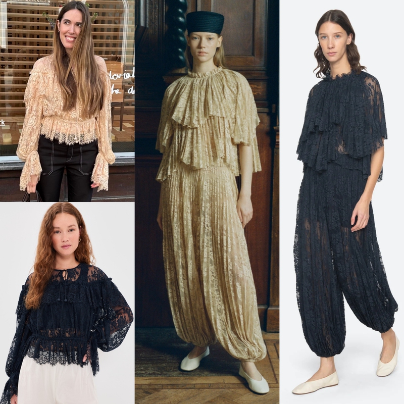 Can'T Hold Back the Wallet Series Yuan Se@ Autumn Heavy Industry Series Heavy Lace Shirt/Lantern Pants