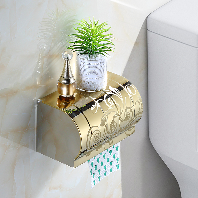 Makeup Room Tissue Box Stainless Steel Makeup Room Toilet Paper Box Home Waterproof Rolls Toilet Paper Toilet Paper Box Wall-mounted Free