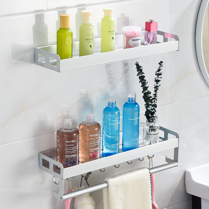 Makeup Room Shelf Monolayer Wall-mounted Bathroom Wall-mounted Toilet Containing shelf Perforated Space Aluminum Towel Rack