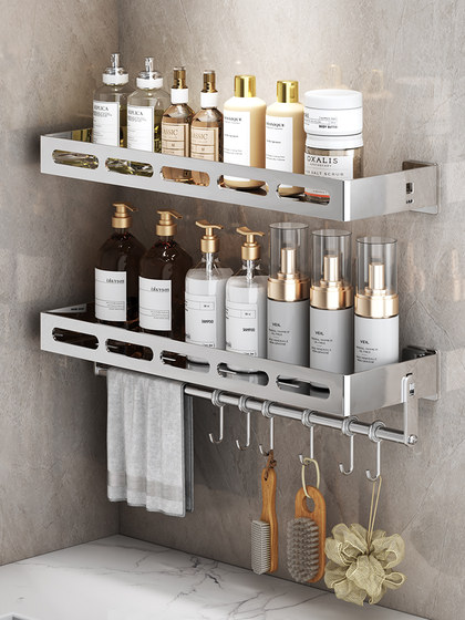 厨房不锈钢置物架免打孔家用调料瓶收纳架壁挂式多功能调味料挂架