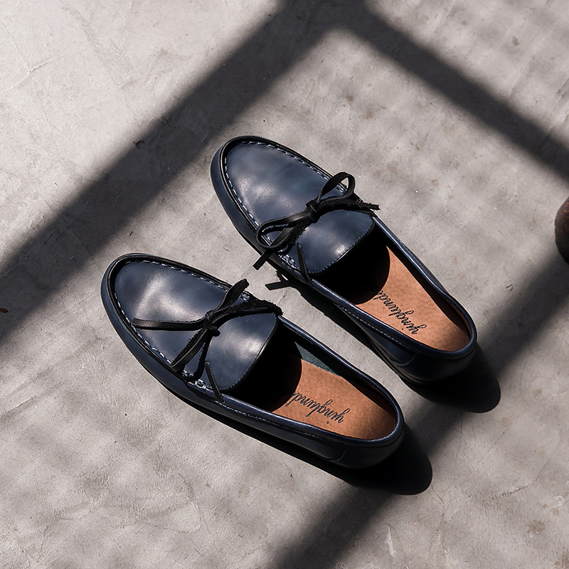 Summer Breathable Genuine Leather Head Lefu Shoes Male Korean version trendy beans Bean Shoes Sailing Shoes Ingléal Flat Bottom Set Foot Sloth Shoes