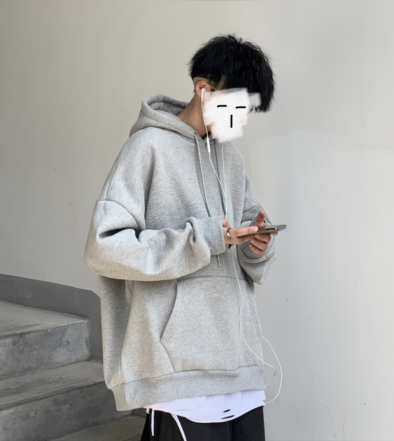 Spring and autumn hooded couple thick T-shirt Korean version casual solid color basic model simple male and female student pullover Harajuku style sweater
