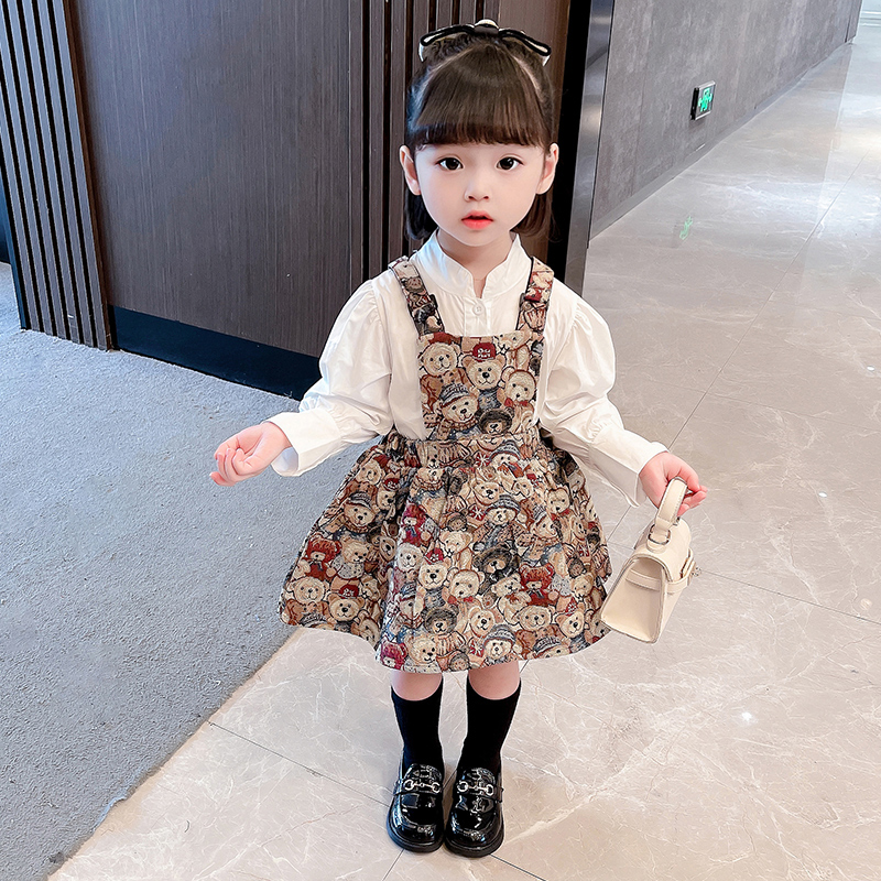 Girl Autumn Dress Dress Spring Autumn 2023 New Korean Version Baby Children One-piece Dress Foreign Air Net Red Princess Braces Skirt-Taobao