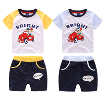 Korean version Childrens thin short sleeves shorts suit Fashion Summer New Little Bear Boy clothing boys baby T-shirt tide
