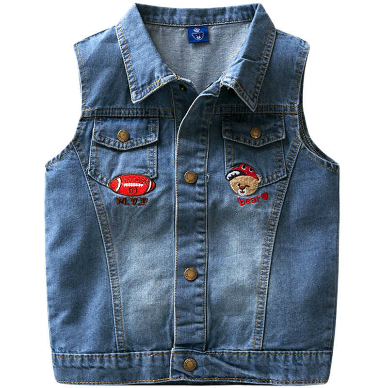 Boy Cowboy waistcoat fashion Little Bear Spring and autumn new children's waistcoat Children's waistcoat Casual Vest Tide for small and medium children