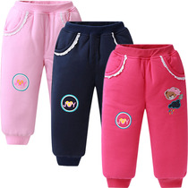 Clear Barn Korean Version Winter Clothing New Girls Pants New Girl Thickening Outside Wearing Cotton Pants Clip Cotton Warm Long Pants Small Bear