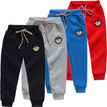 Autumn and winter new childrens clothing spring baby pants Korean bear boy plus velvet padded pants children sports trousers