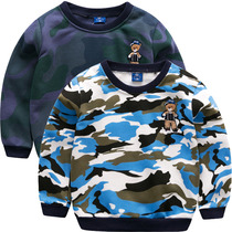 Boy round neckline sweatshirt small bear handsome spring fall new mid-boy trekemon T-shirt children camouflages for leisure boomers