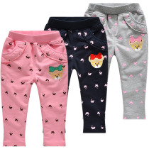 Childrens clothing fashion spring and autumn new girls casual pants Korean version of Bear childrens sports trousers womens baby double pants