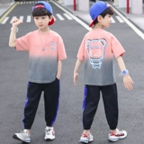 Летняя одежда, детский летний комплект для мальчиков, в западном стиле, детская одежда, короткий рукав