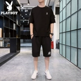 Playboy, тонкая универсальная шелковая футболка с коротким рукавом, модный трендовый хлопковый комплект, оверсайз