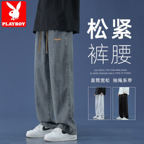 Playboy, демисезонные джинсы, повседневные брюки, свободный прямой крой, оверсайз, в американском стиле
