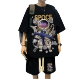 Playboy, шелковая футболка с коротким рукавом, комплект, летняя одежда, оверсайз, подходит для подростков