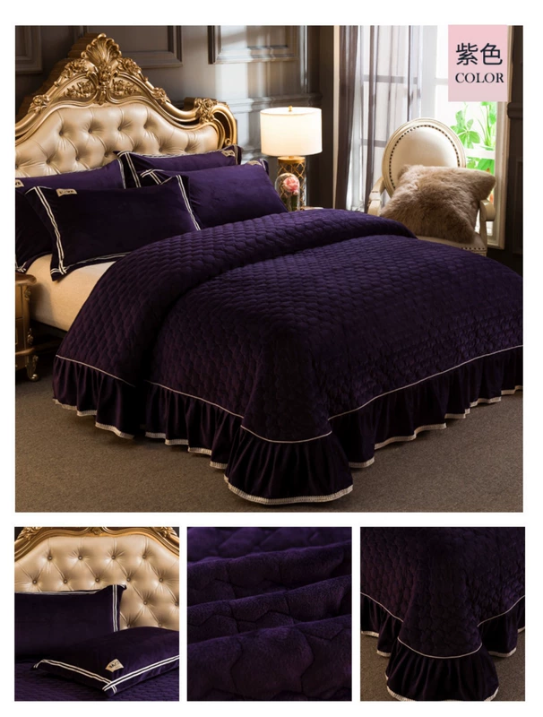 Pha lê cashmere chăn bông trải giường ba mảnh đặt 1,5 / 1,8 / 2 m dày ấm tấm ấm và sản phẩm giường đôi ga trải giường