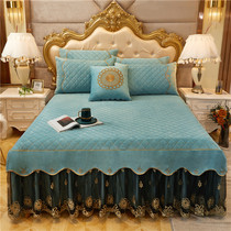 European-style cotton lace bed skirt single Piece 1 8 2 meters thick crystal velvet non-slip bed cover bedding bedding 1 5