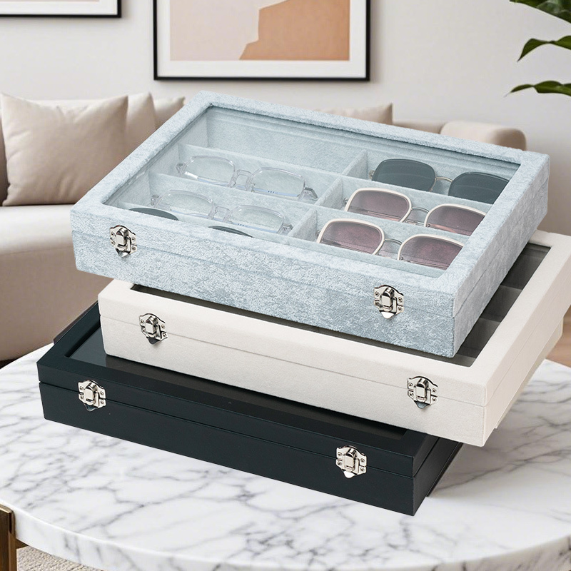 Velvet Sunglasses Display Box Pu Leather Large Capacity Multi-Compartment Glasses Storage Tray 8-Compartment Jewelry Storage Box Sunglasses Case Velvet Sunglasses Display Box Pu Leather Large Capacity Multi-Compartment Glasses Storage Tray 8-Compartment Jewelry Storage Box Sunglasses Case