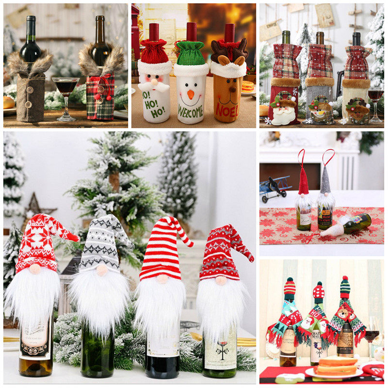 Christmas Wine Bottle Jacket Red Wine Bottle Bag Christmas Decorative Wine Bottle Cap Christmas Bar Table Creative Elk Red Wine Bag