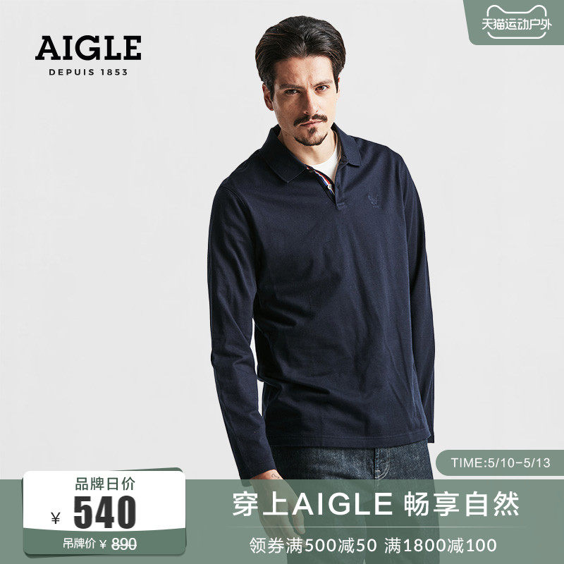 AIGLE Ai high autumn winter style MARINFISH men's casual fashion sports outdoor comfort long sleeves POLO shirt