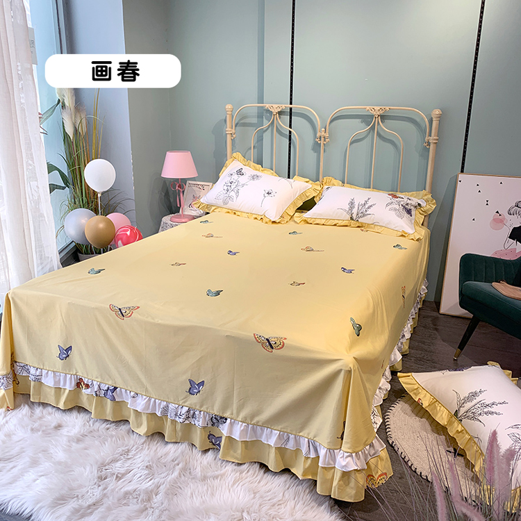 Khăn trải giường bằng vải ren, bông xù, một mảnh, cô bé xinh xắn dễ thương, giường hai mét, giường đôi 2 + 2.2 - Khăn trải giường ga giường
