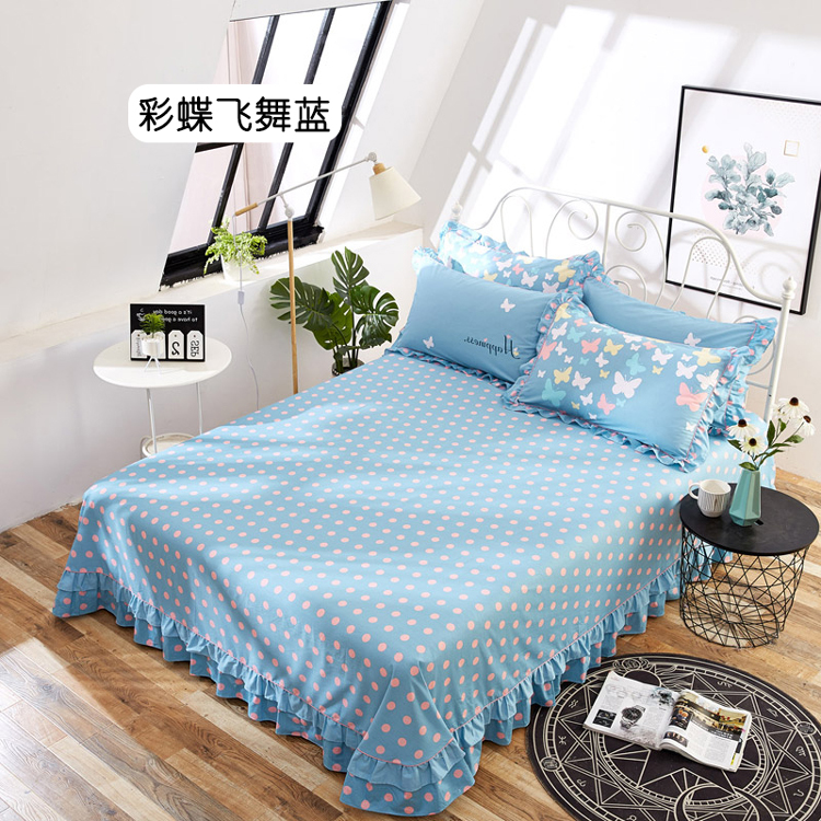 Khăn trải giường bằng vải ren, bông xù, một mảnh, cô bé xinh xắn dễ thương, giường hai mét, giường đôi 2 + 2.2 - Khăn trải giường ga giường