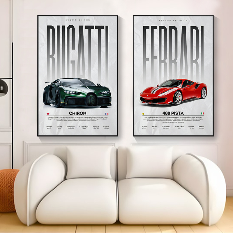 Car-Themed Posters, Decorative Hanging Paintings, 4S Store Office, Supercar Background, Bedroom Wall Paintings, Racing E-Sports Room