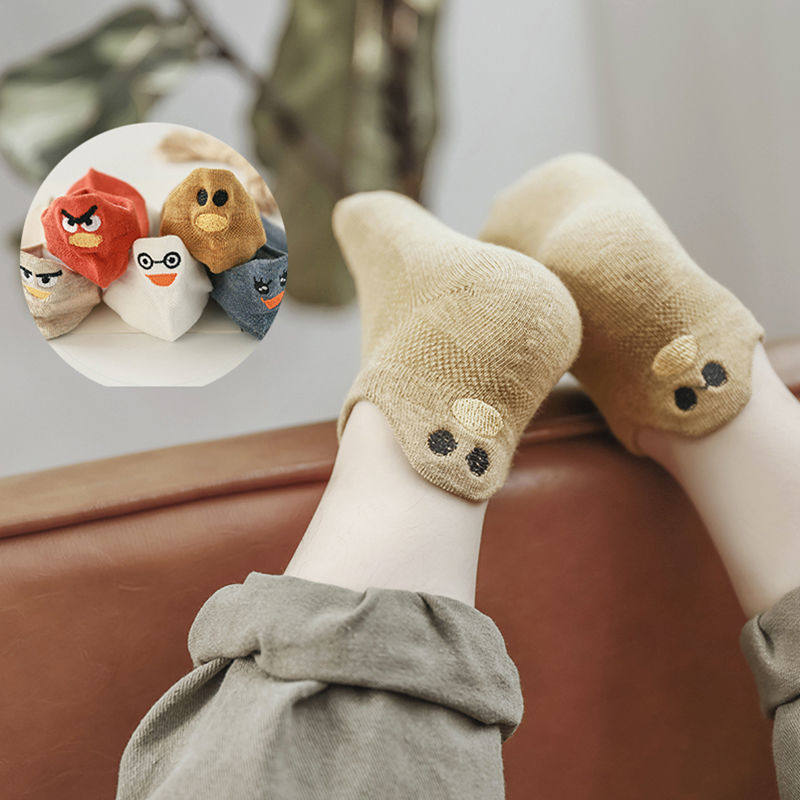 Children's socks summer thin section pure cotton boy's boat socks solid color girls' socks tennis shallow mouth socks summer baby socks