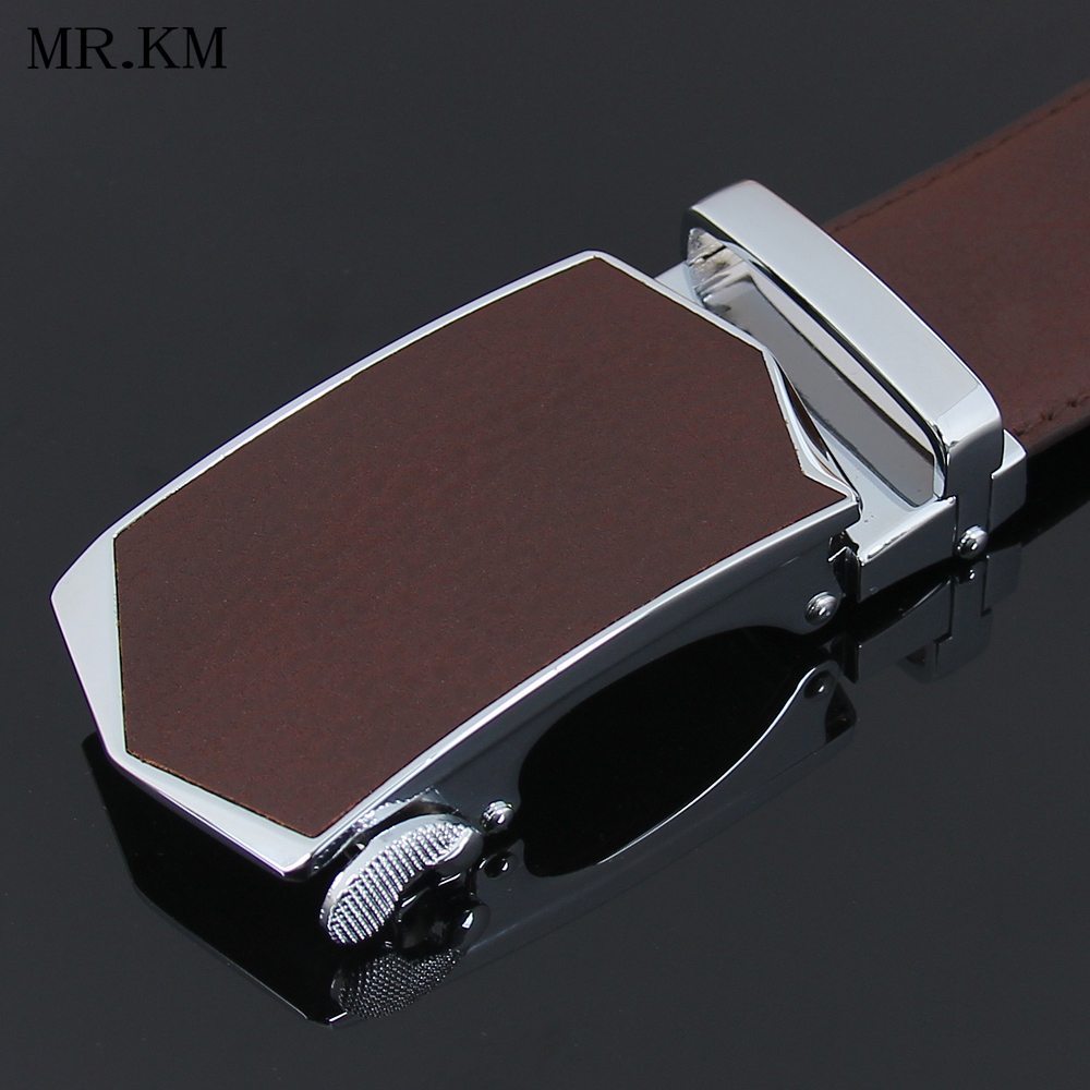 MR KM fashionable and handsome low-key leather decoration automatic buckle belt men's lychee grain cowhide belt youth