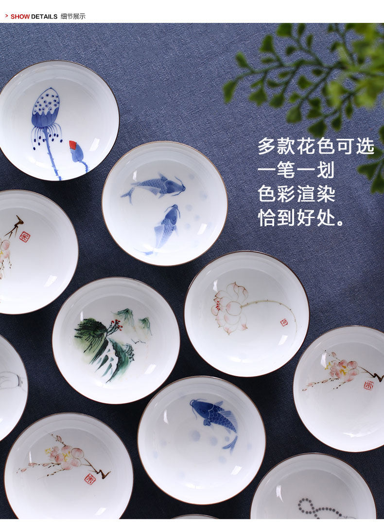 Yizhi thin tire hand-painted teacup Ceramic hat cup Tea cup Large Kung Fu Tea cup Single master cup Single cup