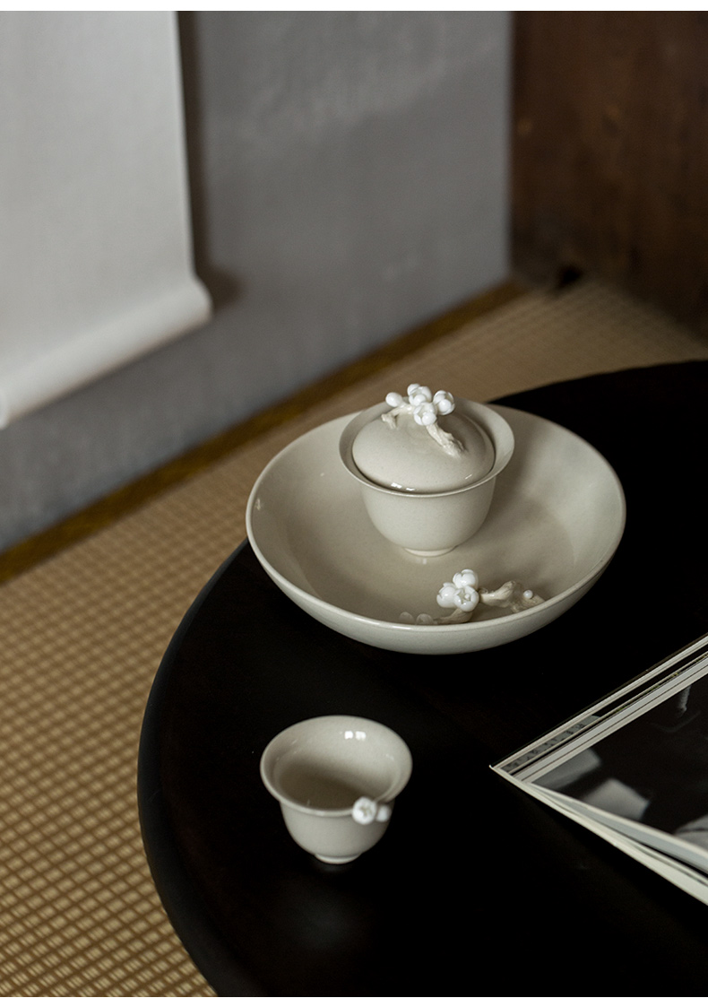 Ultimately responds to jingdezhen Chinese style tea tray manually plant ash pinch flower a pot of bearing dry mercifully machine dry fruit bowl tea pot holder