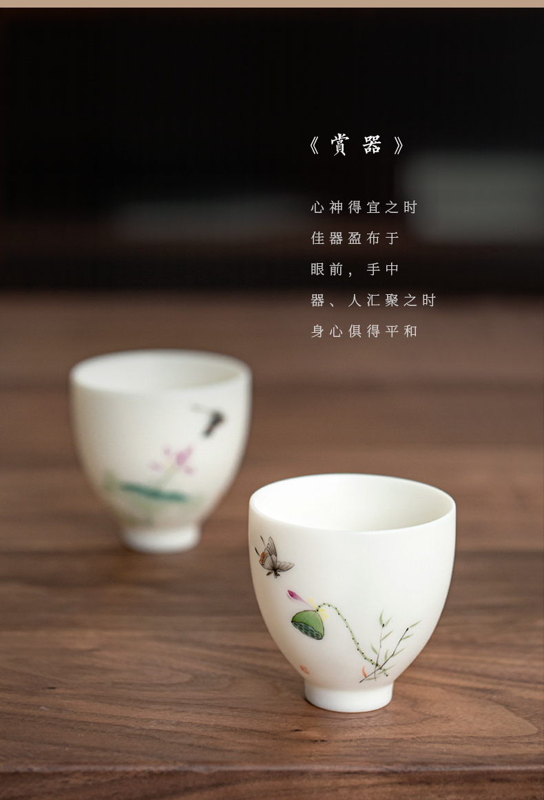 Ultimately responds to dehua white porcelain single CPU full checking ceramic sample tea cup large master cup tea set personal cup single CPU