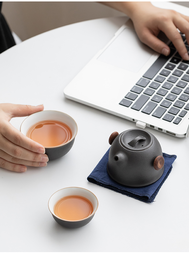 Ultimately responds to crack a cup of black contracted teapot small suit portable is suing travel tea bag with a pot of two cups