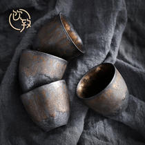 Yizhi gilt wood-fired tea cup Kiln becomes Japanese-style product cup Small coarse pottery master cup Single cup Kung Fu ceramic retro tea set