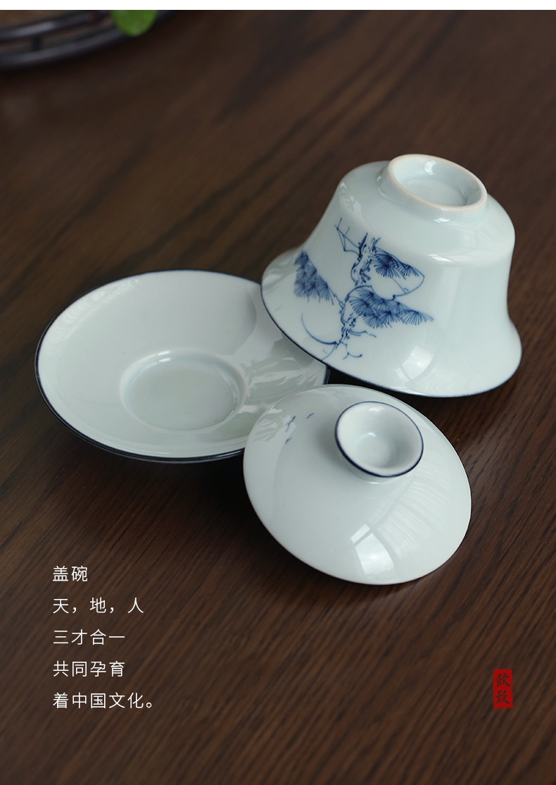 Ultimately responds to clay jingdezhen hand - made kung fu tea set tea set of small household ceramics tureen tea cups