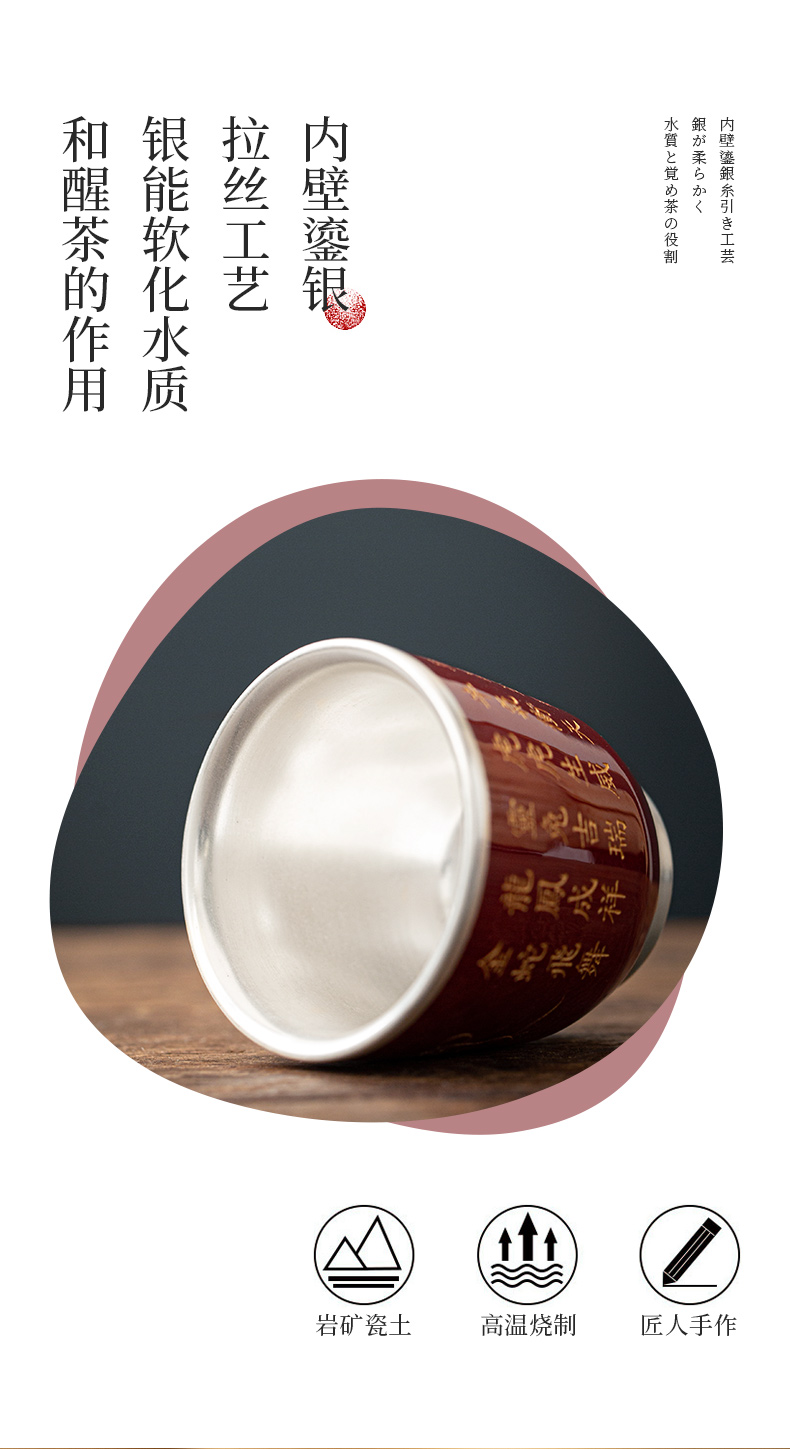 Ultimately responds to tasted silver gilding zodiac master cup single cup silver cup ceramics single sample tea cup silver bowl by hand