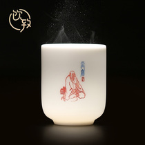 Drinking To Defied White Porcelain Tea Cup Ceramic Large Number Masters Cup Single Cup Goat Fat Jade Kongfu Tea Personal Special Tea Drinking Cup
