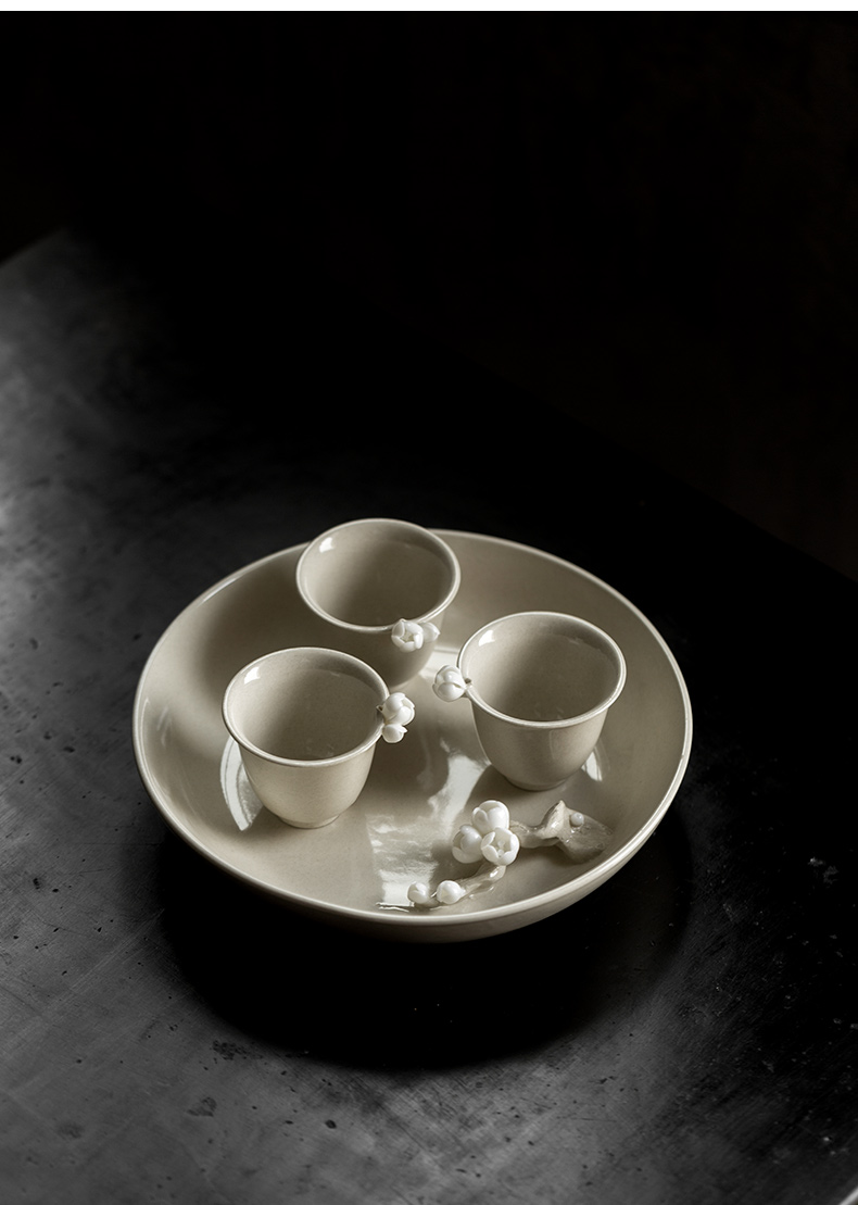 Ultimately responds to jingdezhen Chinese style tea tray manually plant ash pinch flower a pot of bearing dry mercifully machine dry fruit bowl tea pot holder