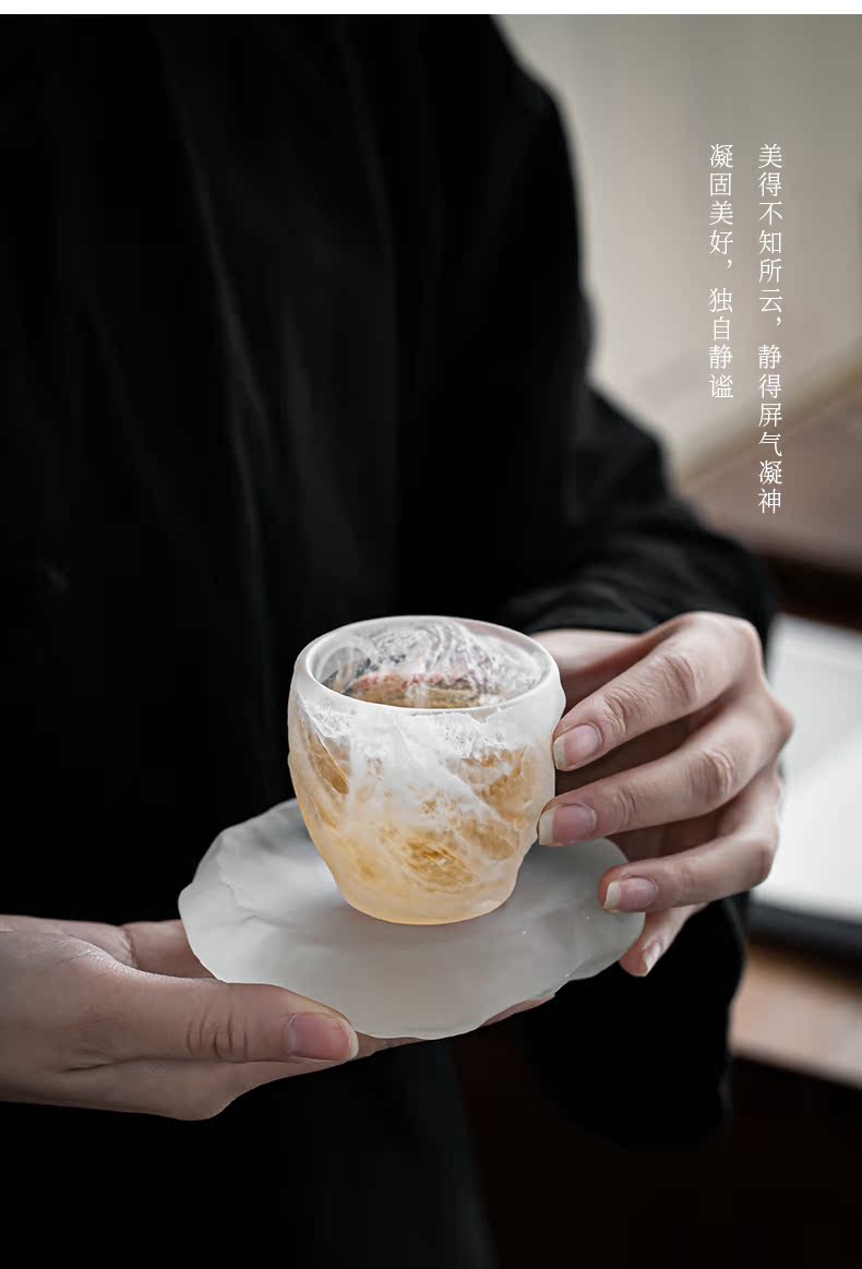 Drinking to a glass cup sample tea cup wine frozen burn tea tea set is irregular, Japanese small cups kunfu tea cup