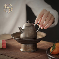 Drinking Japanese pot ceramic dry foam table round household tea set accessories purple clay pot base to tea pot mat retro