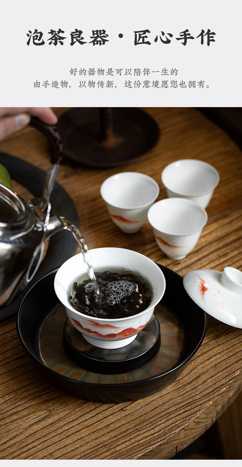 Ultimately responds to extra large tureen teacups hand - made kung fu to three bowl of blue and white porcelain cover cup antique tea tea bowl of tea set