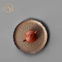 Drinking pot bearing gilt gold coarse pottery dry foam table pot pad ceramic dry foam plate kung fu tea set accessories pot support small tea plate