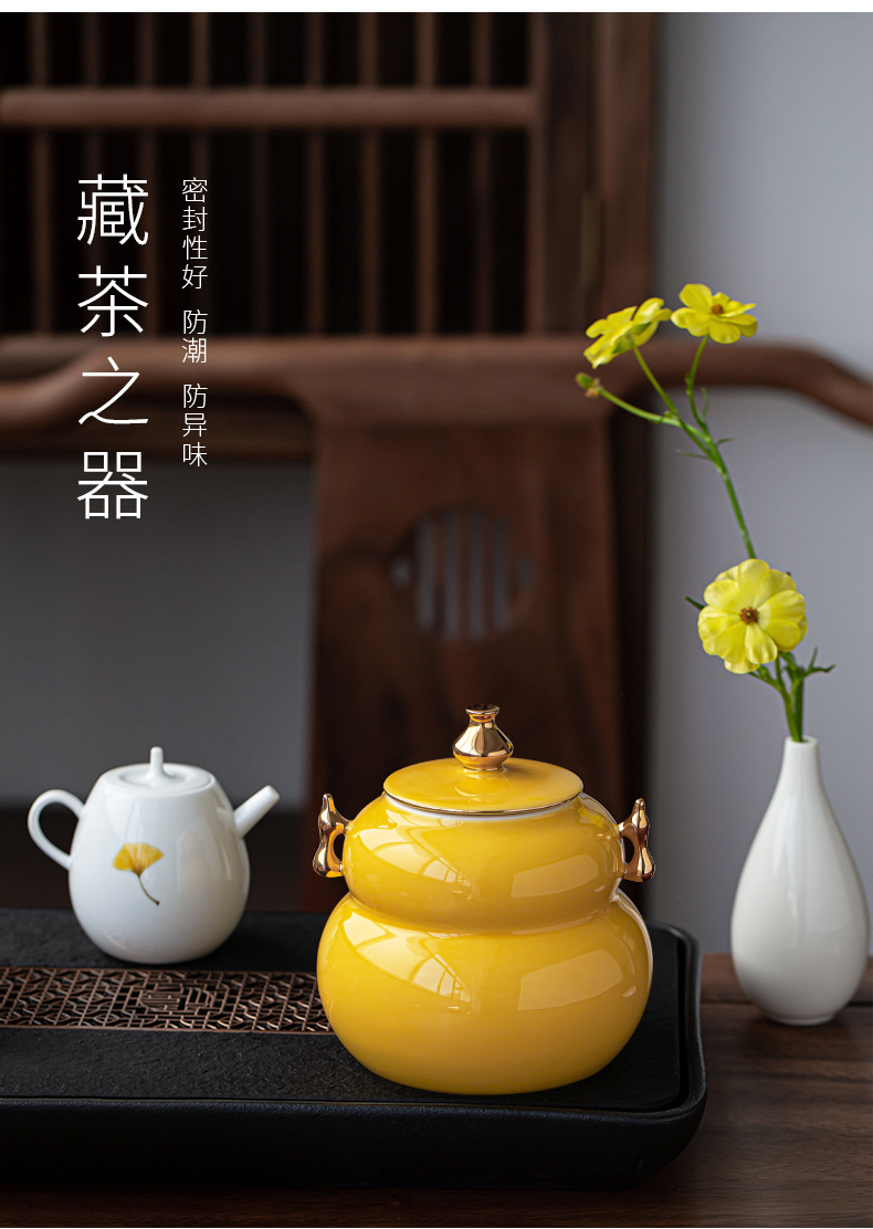 Ultimately responds to fu lu tea pot ceramic tea warehouse creative storage POTS with retro household large seal storage tank