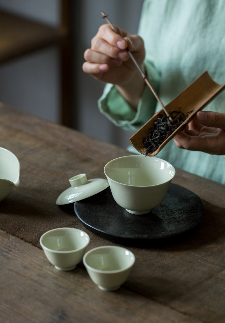 Ultimately responds to little rock tea tureen single jingdezhen with cover three cups to make tea bowl of tea tea set no hot, no