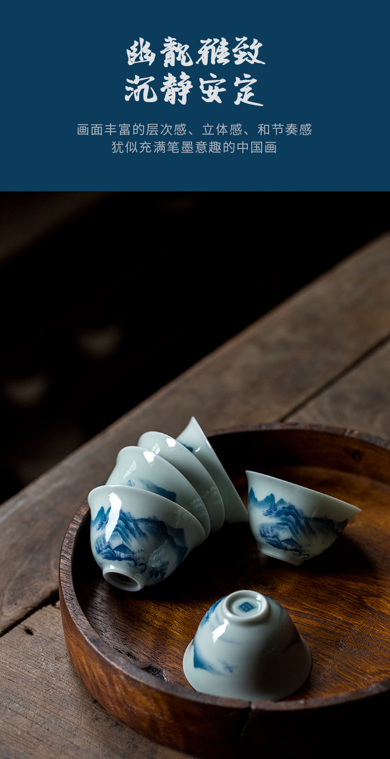 Ultimately responds to jingdezhen blue and white sample tea cup single CPU glair pottery and porcelain tea set personal dedicated high - end host a cup of tea cups